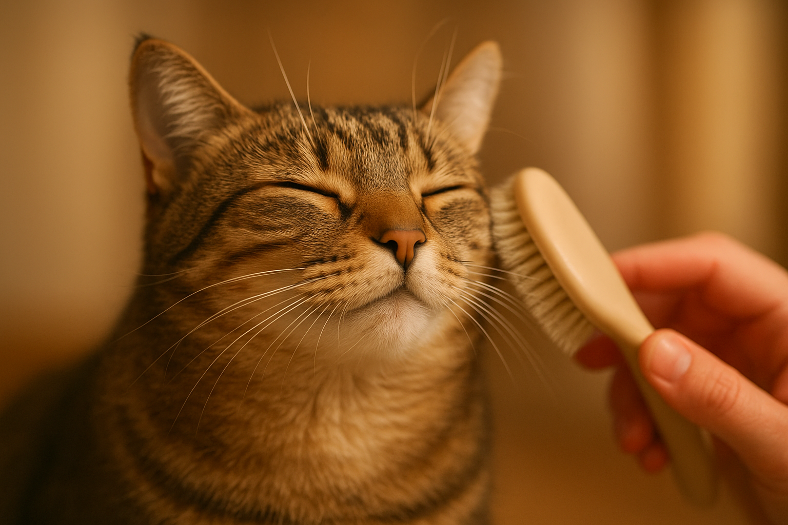 Cat receiving gentle grooming as part of a premium pet care routine