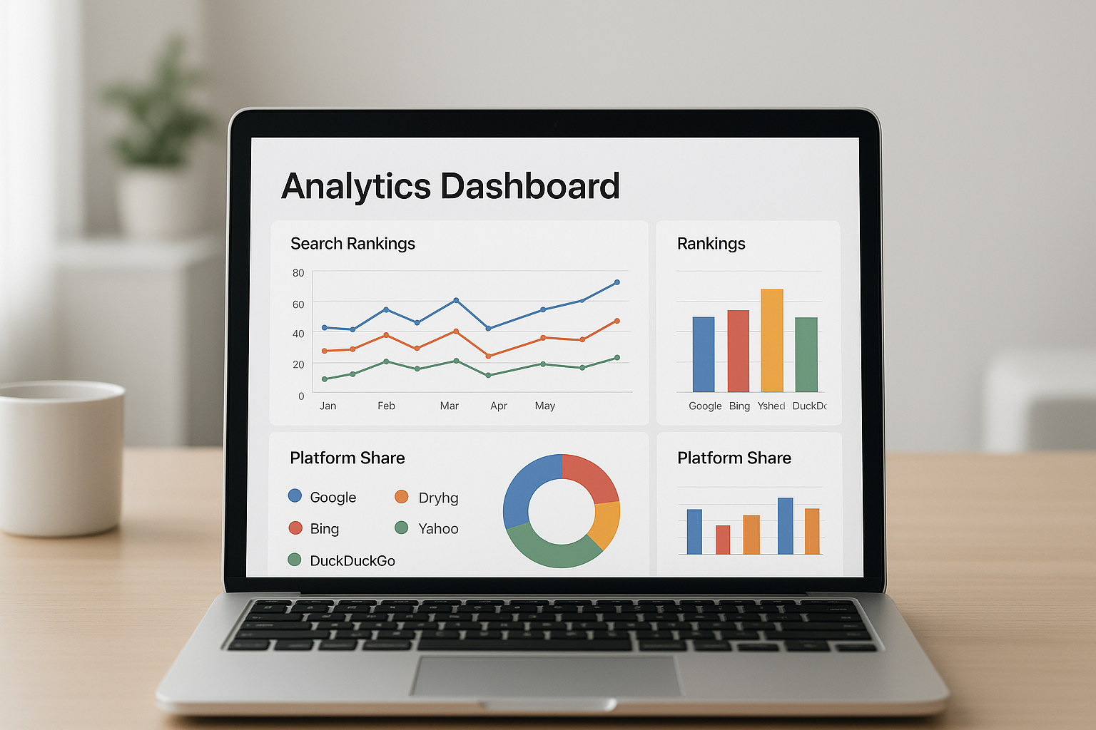 Dashboard visualizing multichannel SEO strategies across search engines and AI platforms