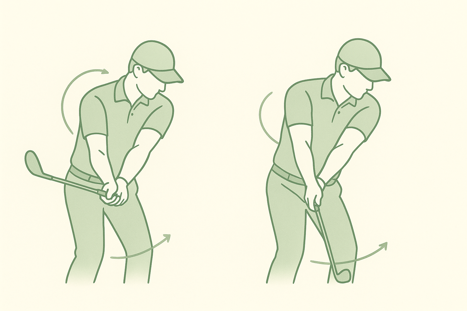 Diagram showing hip and shoulder rotation sequence used in advanced golf swing techniques