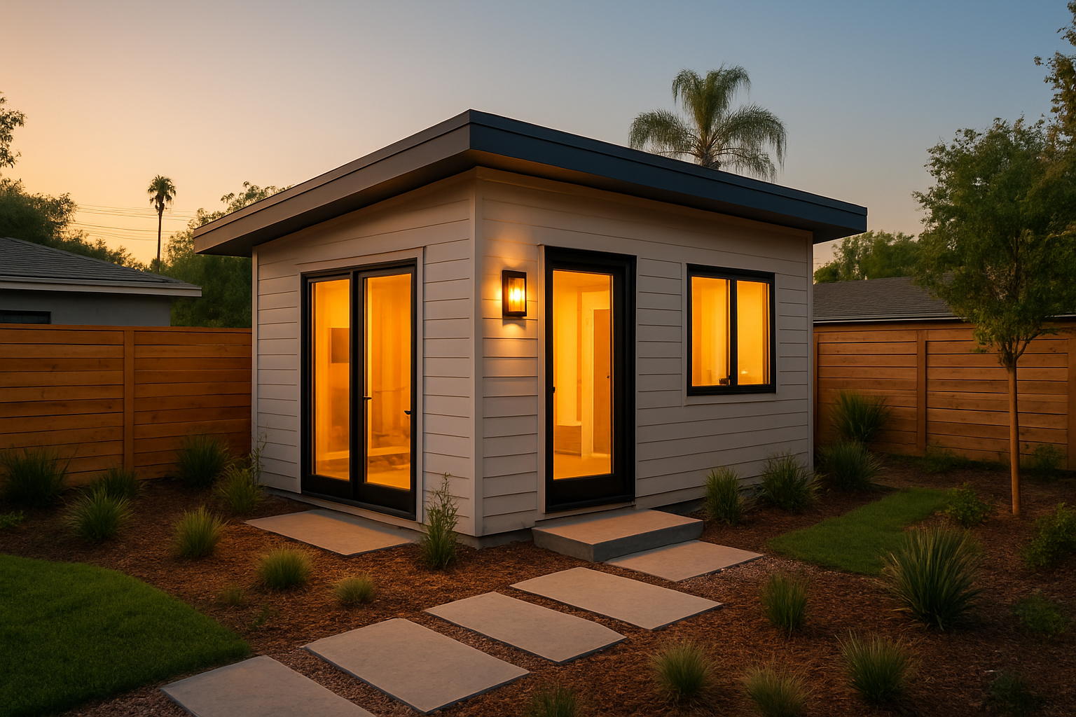 Newly built detached ADU in Southern California backyard showing financing your ADU project results