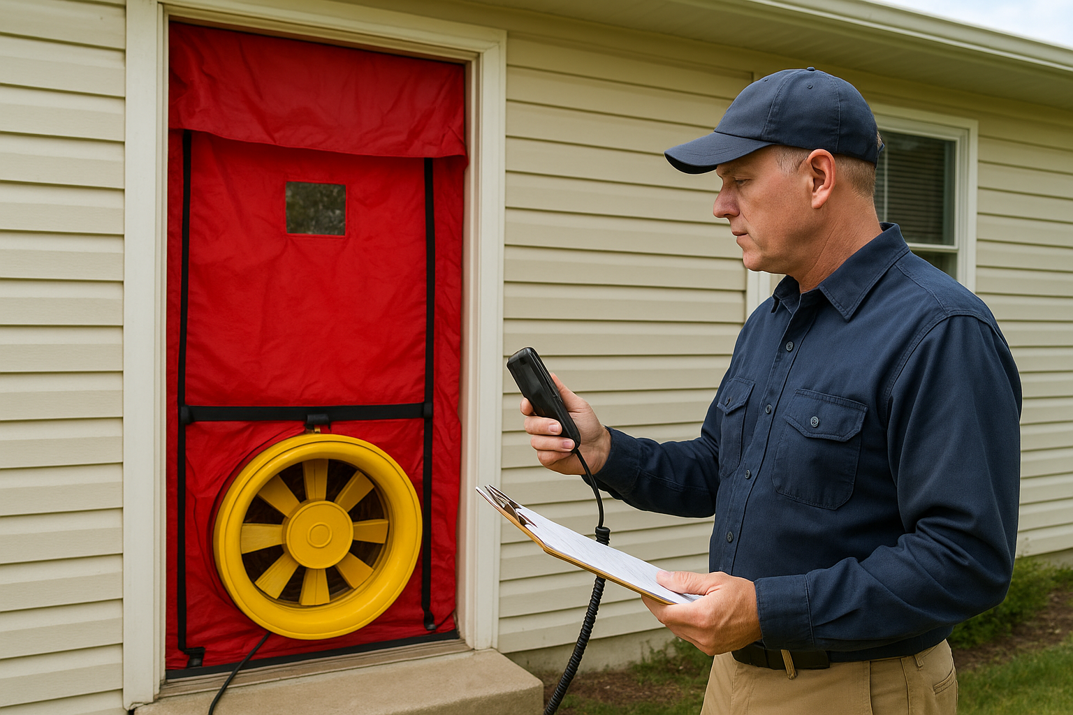 HERS rater performing a field verification inspection on a Southern California ADU