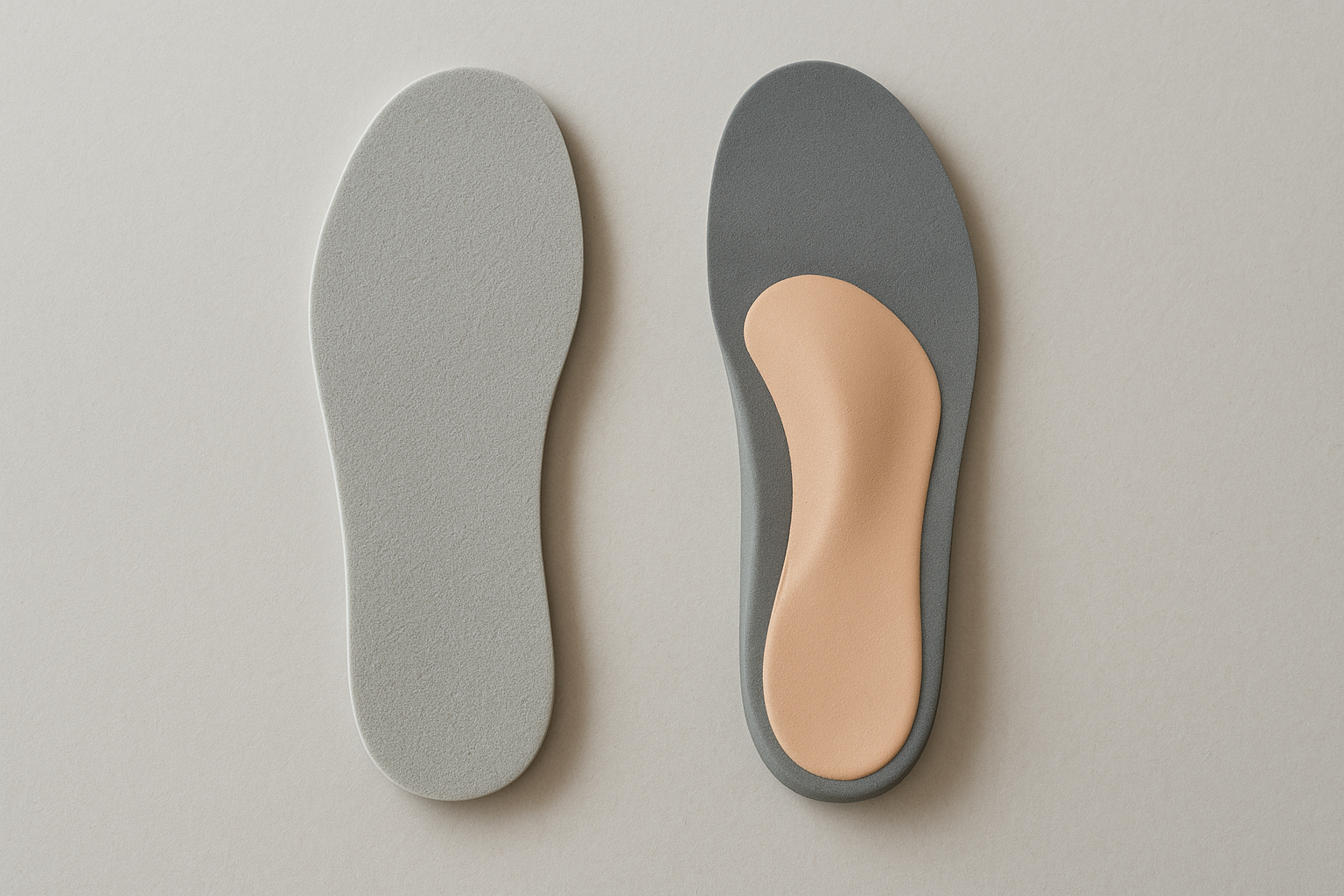 Comparison of a generic foam insert next to a custom-molded athletic insole