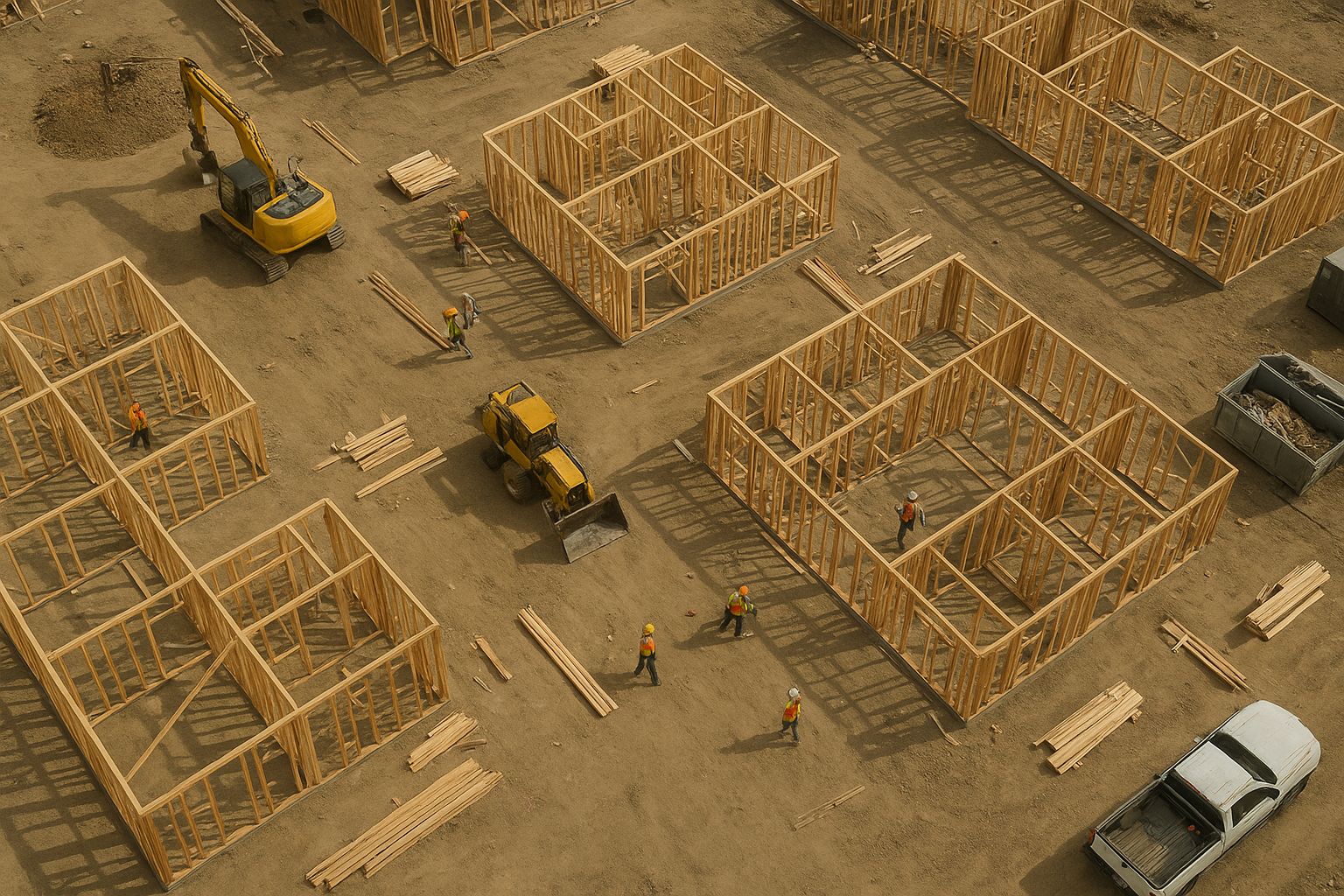 Aerial view of a construction site used to monitor building progress