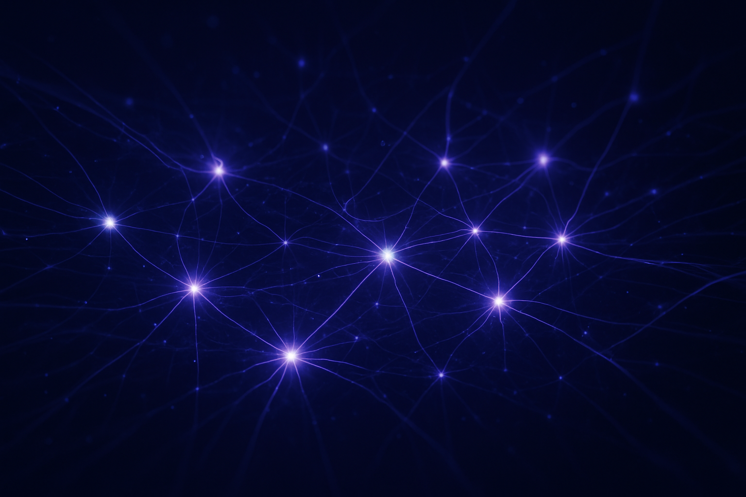 Artificial intelligence SEO represented as a glowing neural network processing search ranking signals