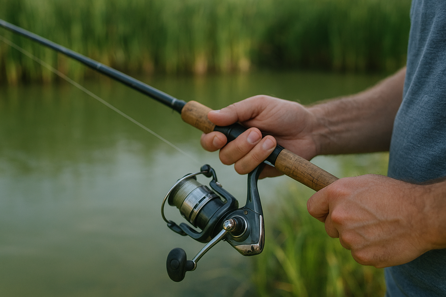 Angler casting a rod during a private guided fishing trip near Conway South Carolina