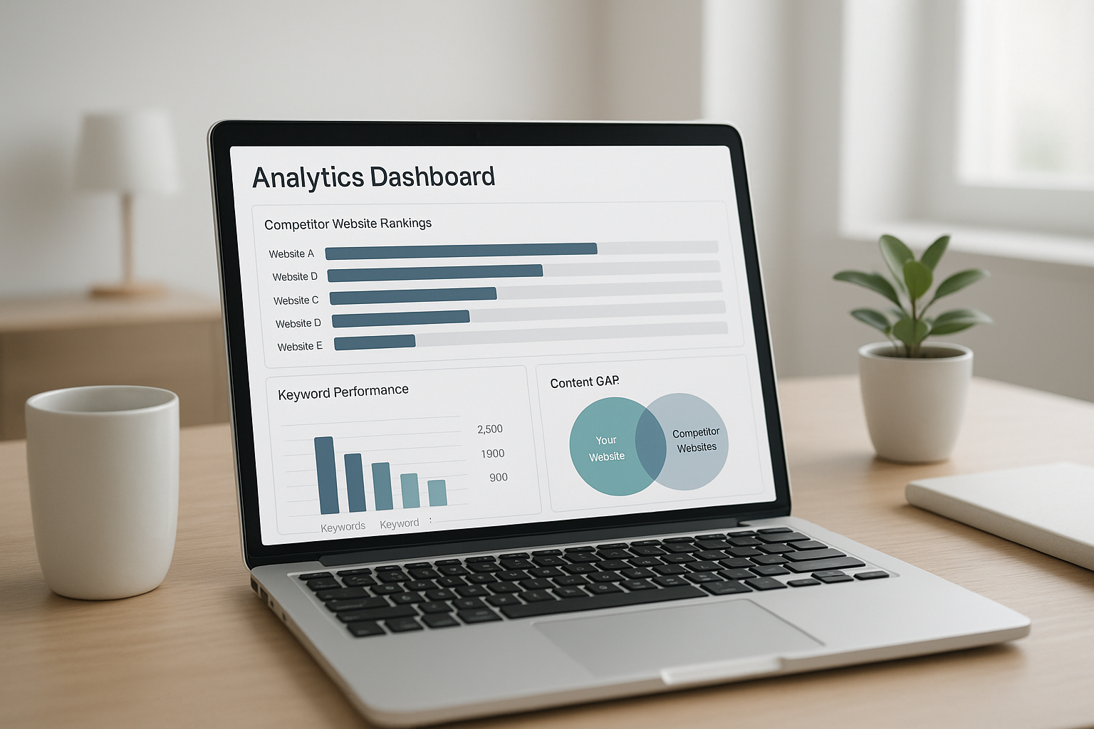Dashboard showing AI-powered competitive analysis of competitor keyword rankings