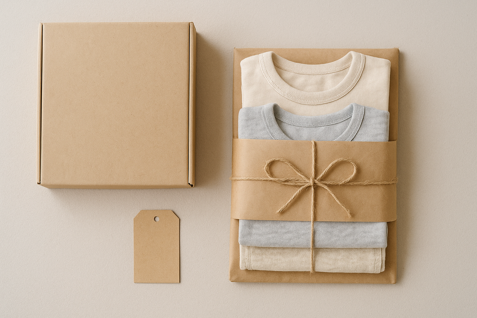 Recyclable shipping box packed with rented children's clothing for sustainable delivery