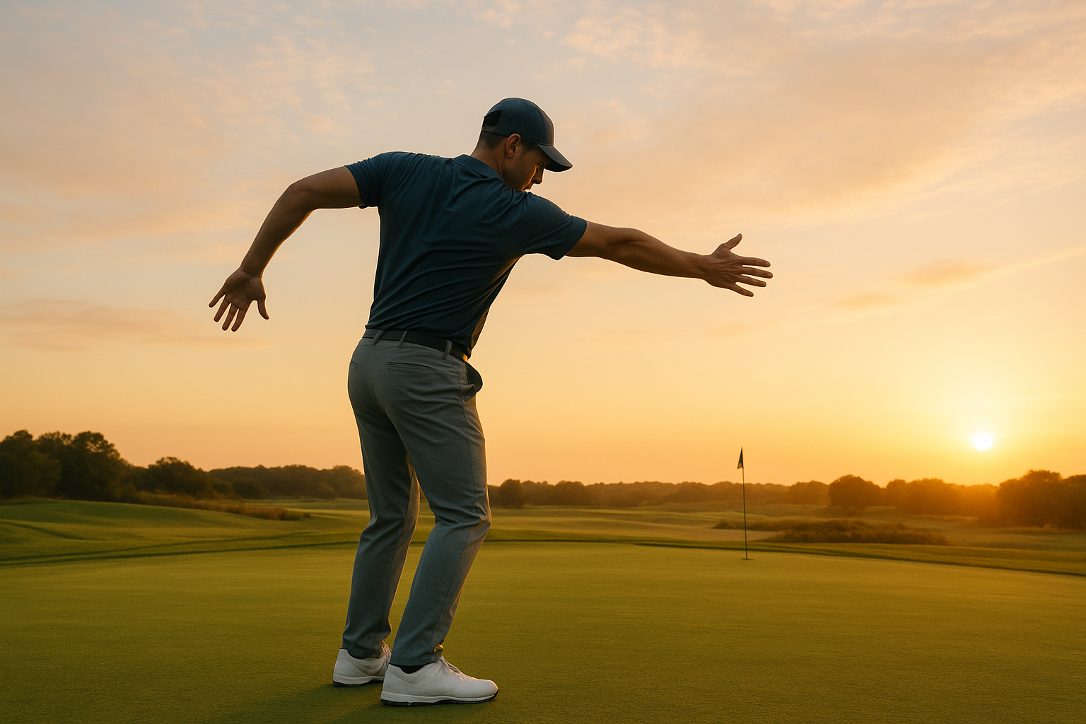 Golfer performing a mobility drill to support safe, injury-resistant swing mechanics