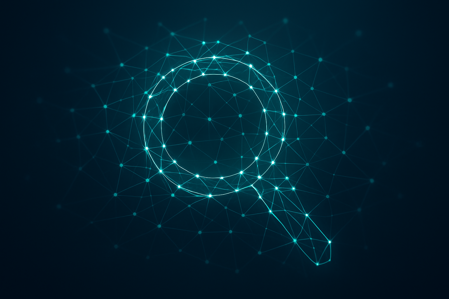 Visualization of AI search algorithms analyzing connected data nodes