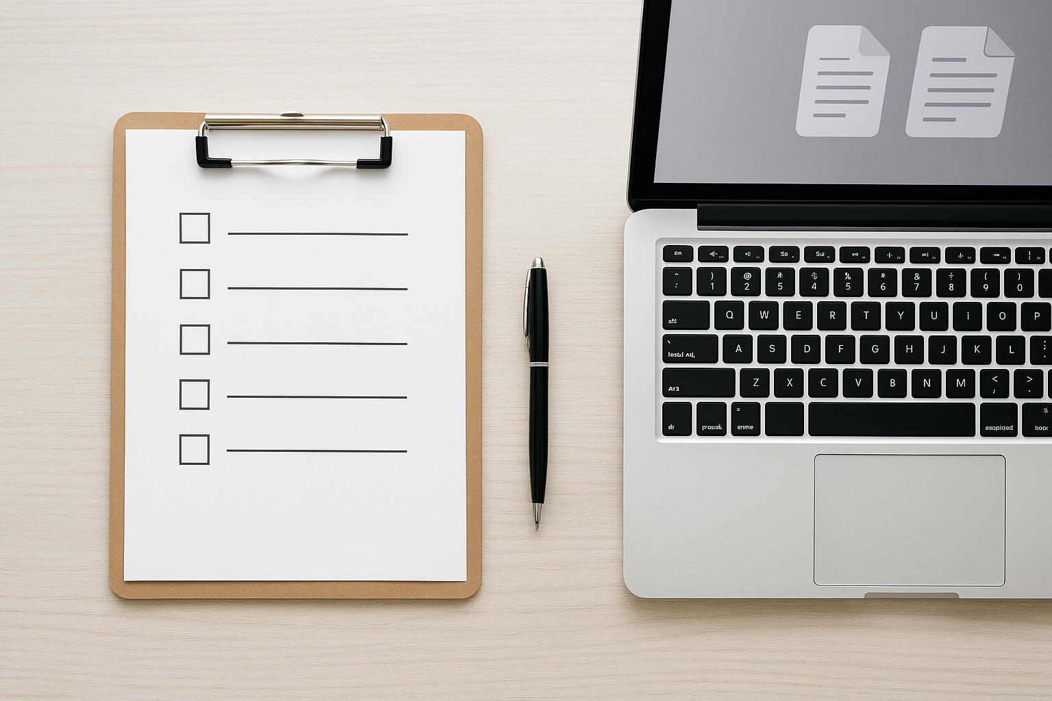 Checklist representing key sections of an HR policy template