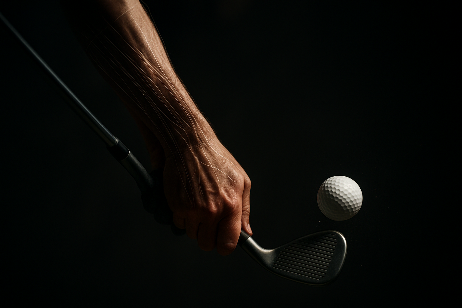 Golf club impact position analyzed for swing mechanics and injury prevention