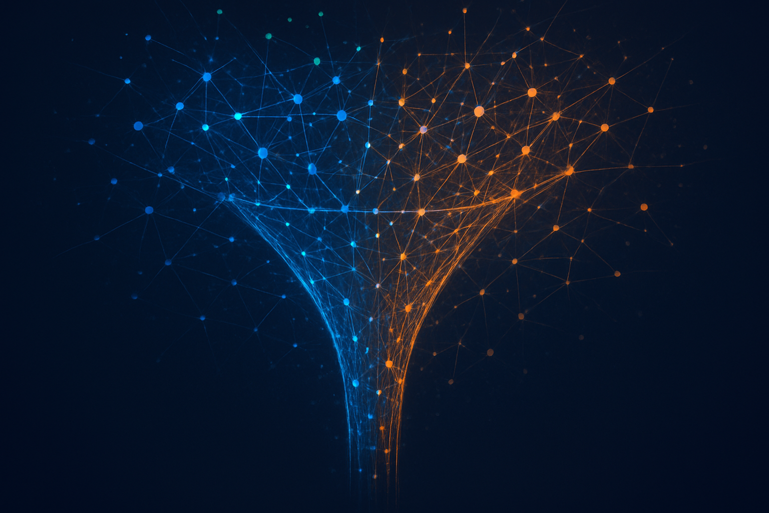 Abstract data network visualization representing predictive audience segmentation in AI marketing