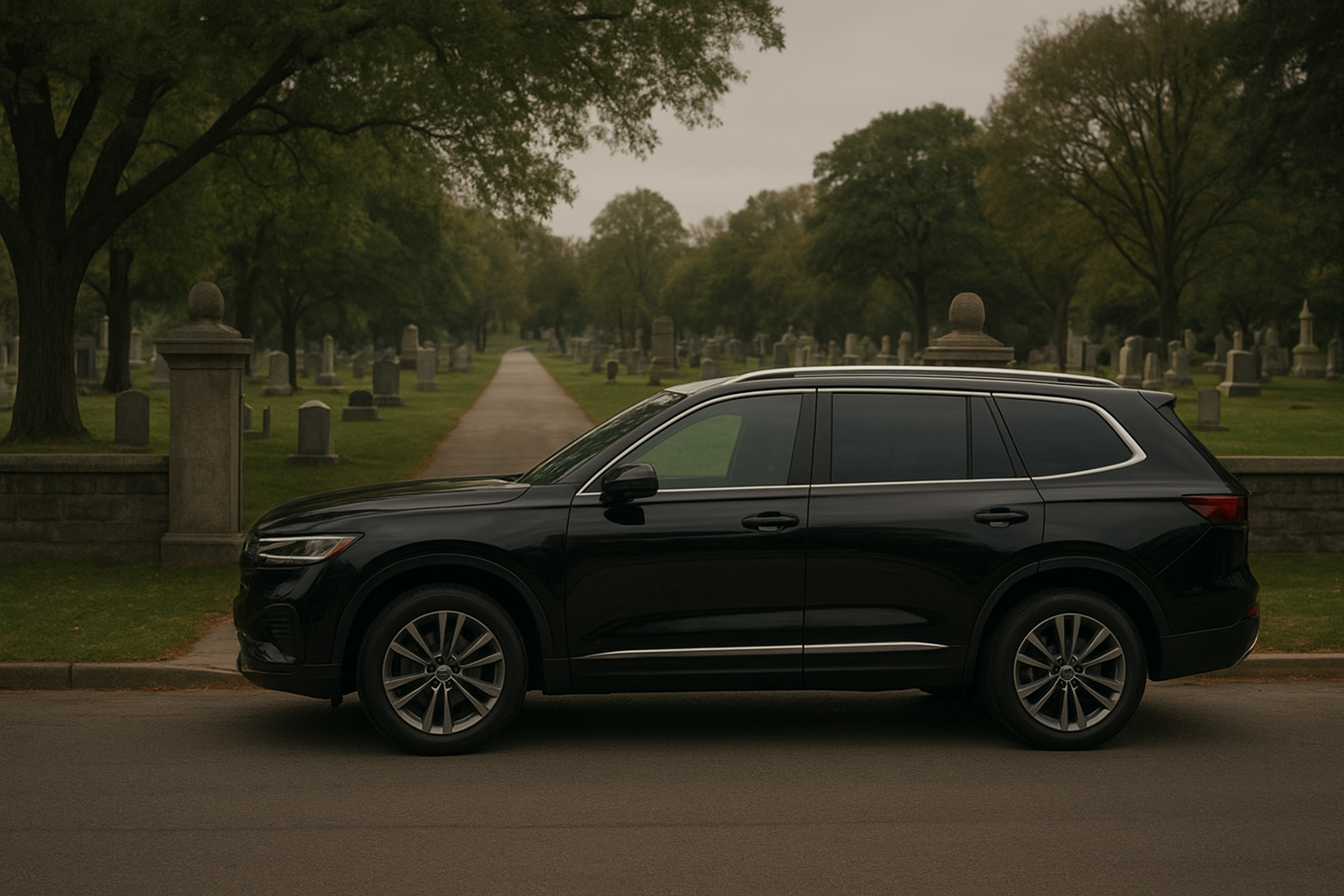 Executive SUV used for funeral procession transportation near Long Beach