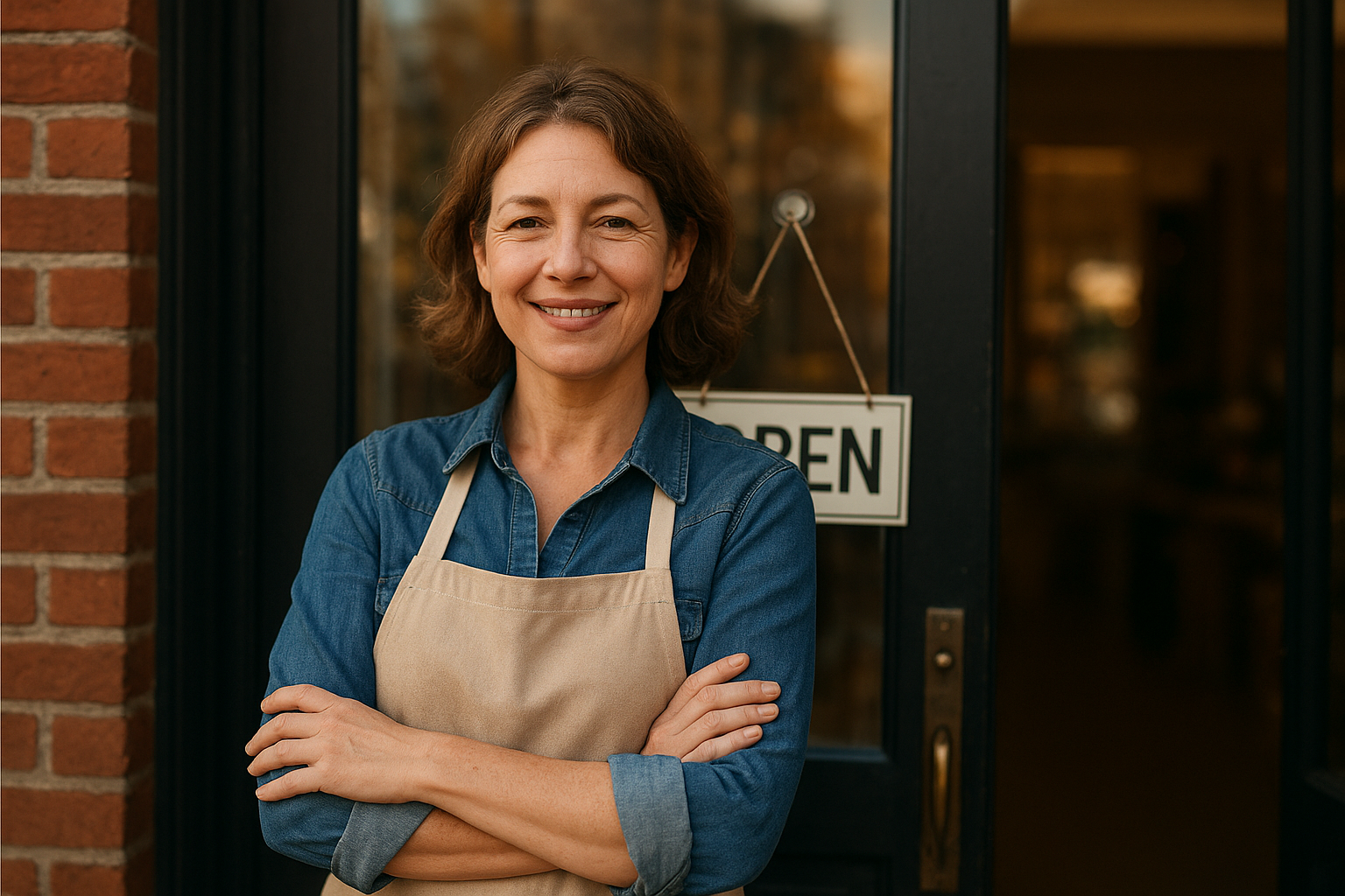 Small business owner outside their shop after securing working capital funding