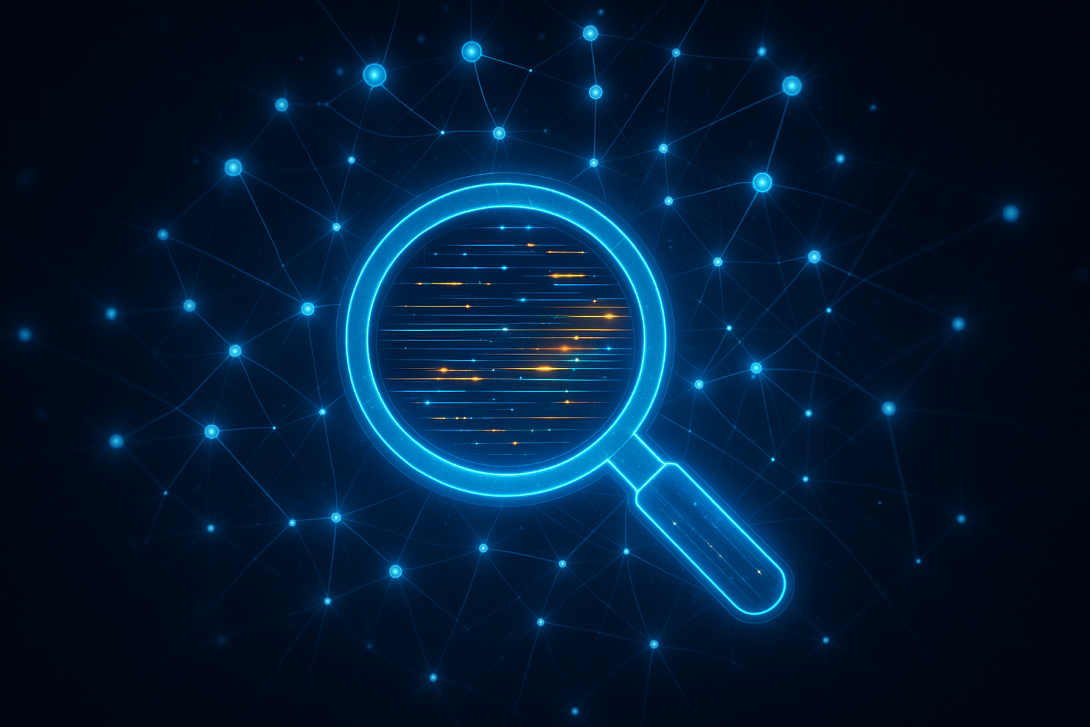 Abstract AI neural network visualization representing how an AI rank checker processes search data