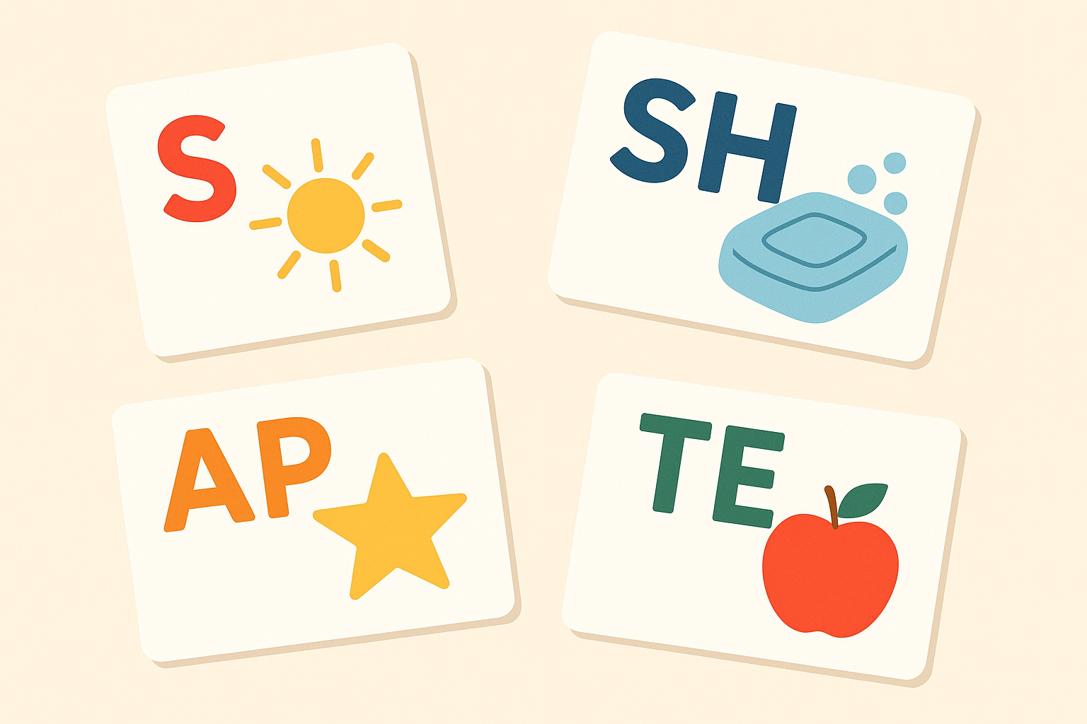 Illustrated storybook pages highlighting target speech sounds for articulation practice