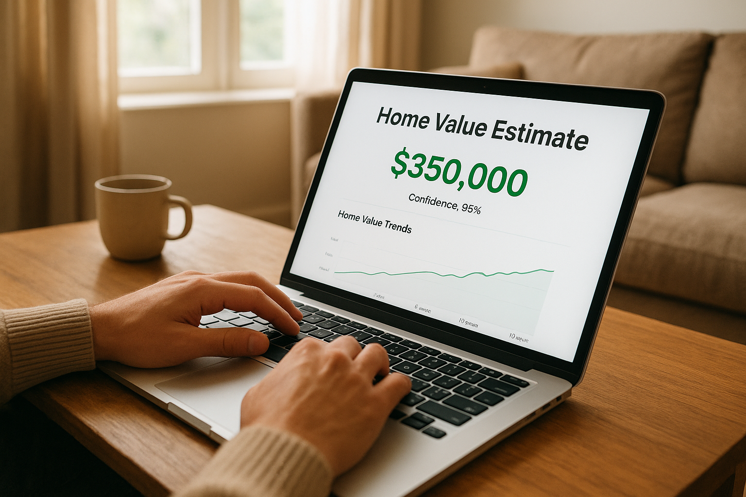 Homeowner exploring a personal home value page that reveals real intent to sell