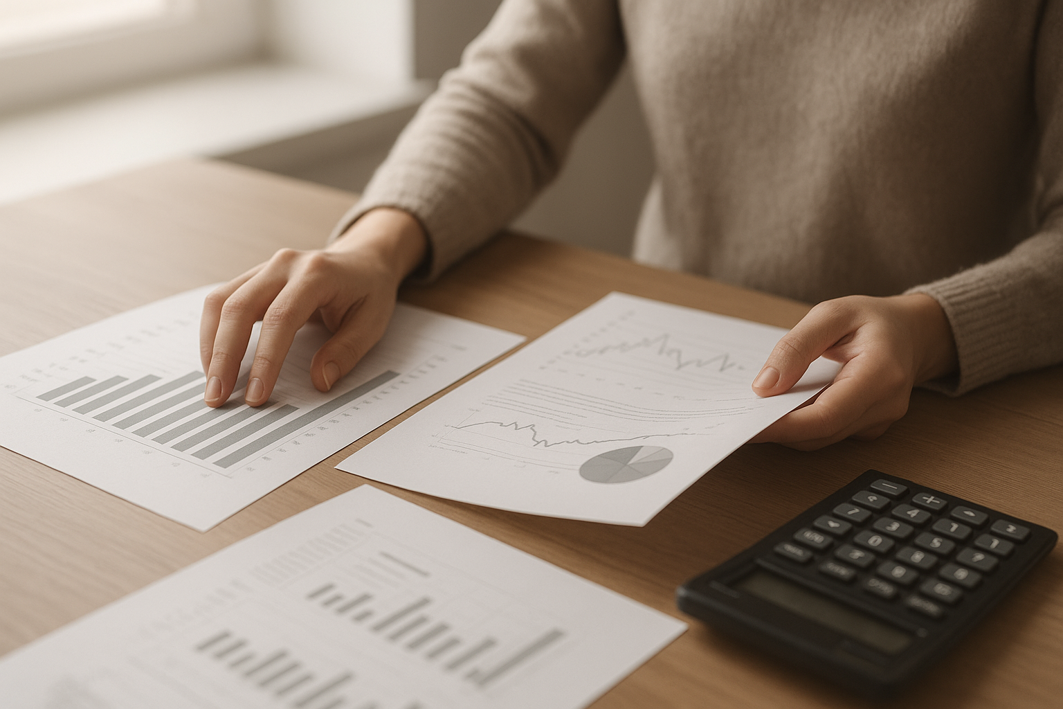 Hands reviewing financing rate charts to compare terms from inventory financing companies