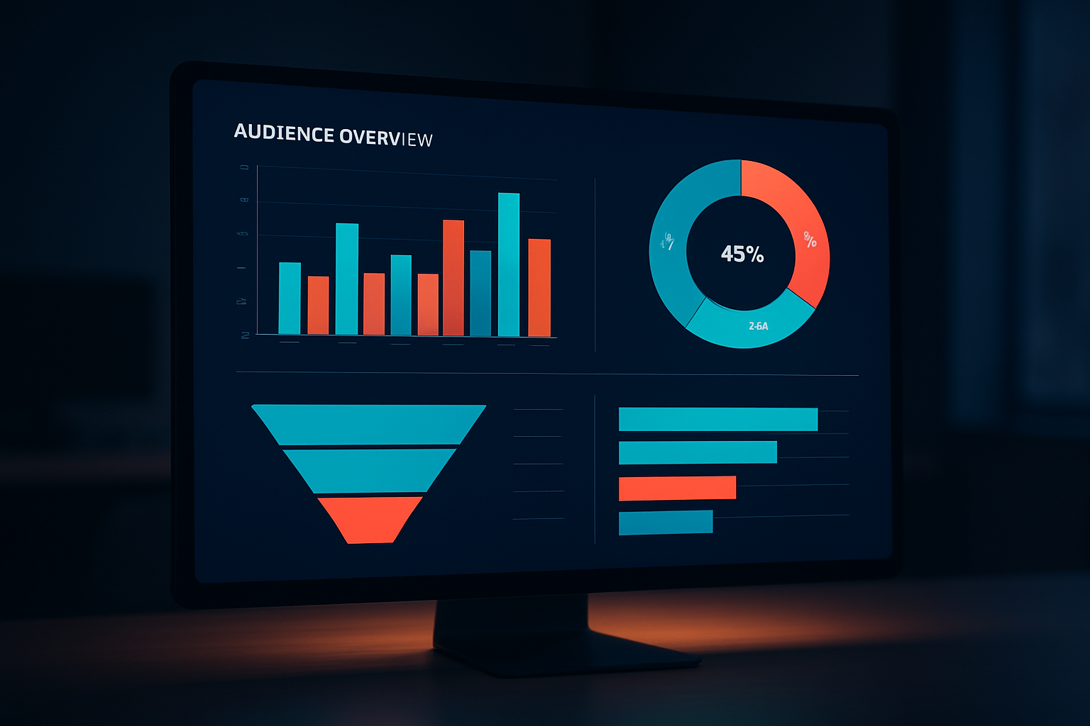 Marketing analytics dashboard displaying segmented audience data and campaign performance metrics