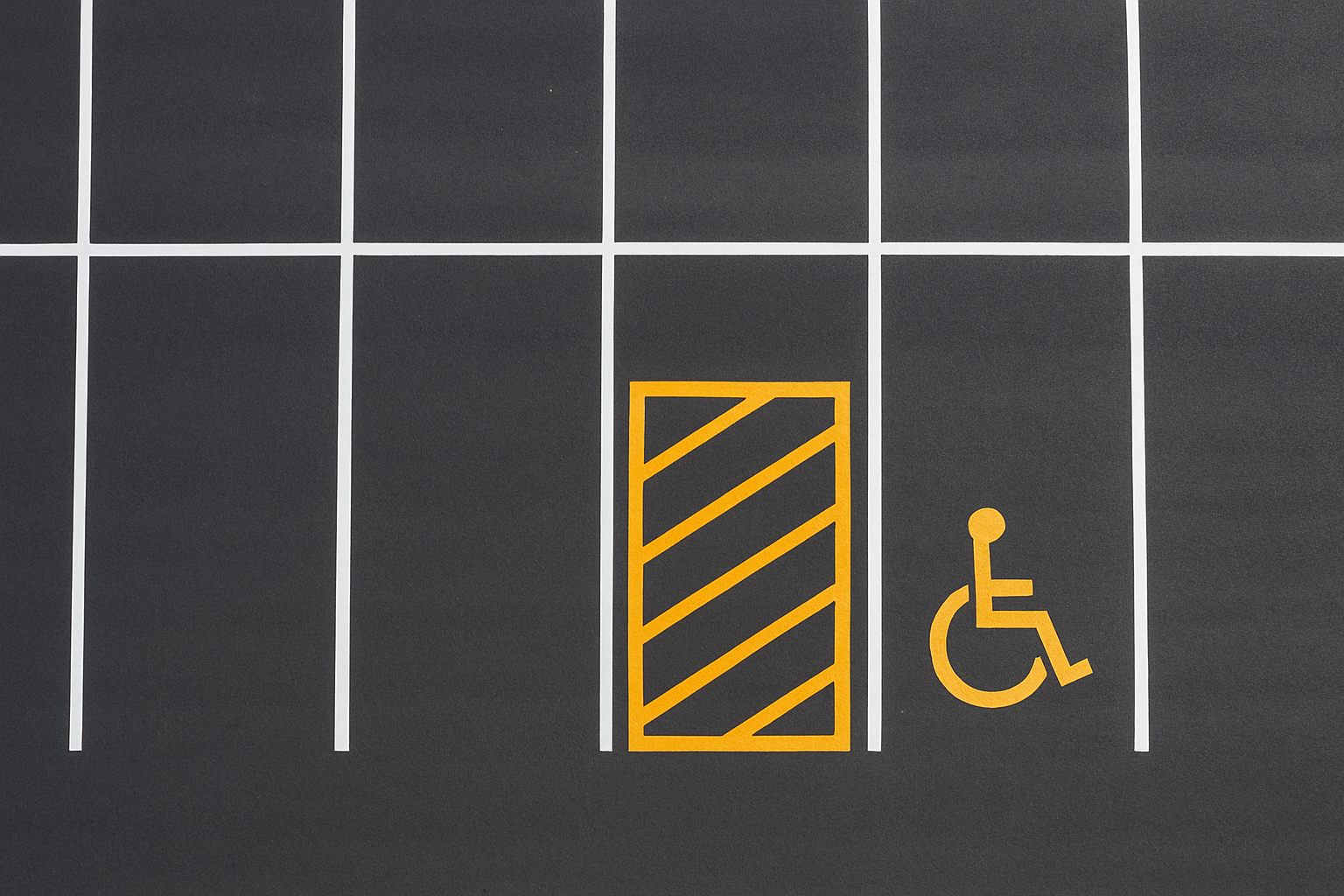 ADA accessible parking stall with textured slip-resistant handicap markings