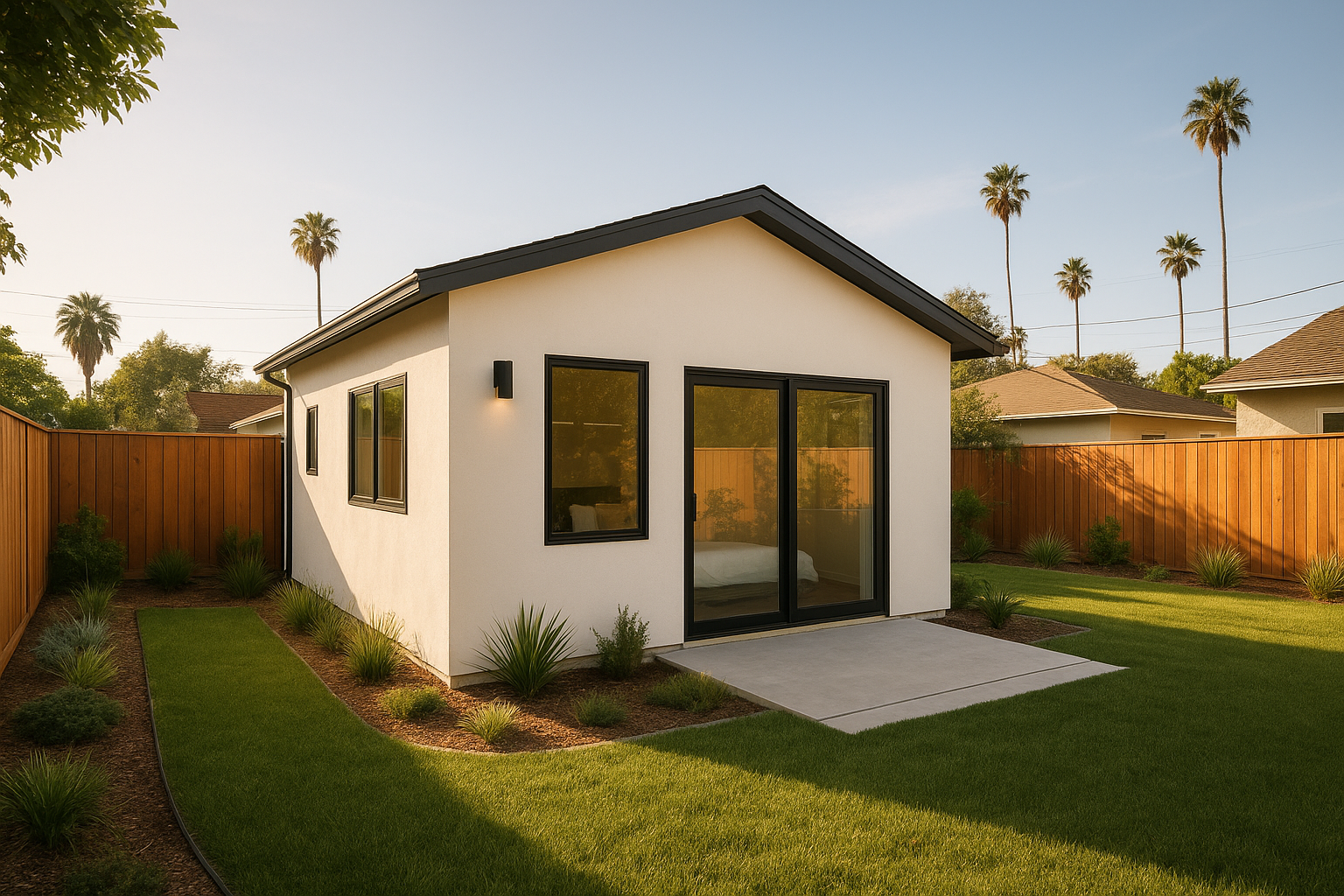 Modern detached ADU in a Southern California backyard illustrating strong ADU financial return potential
