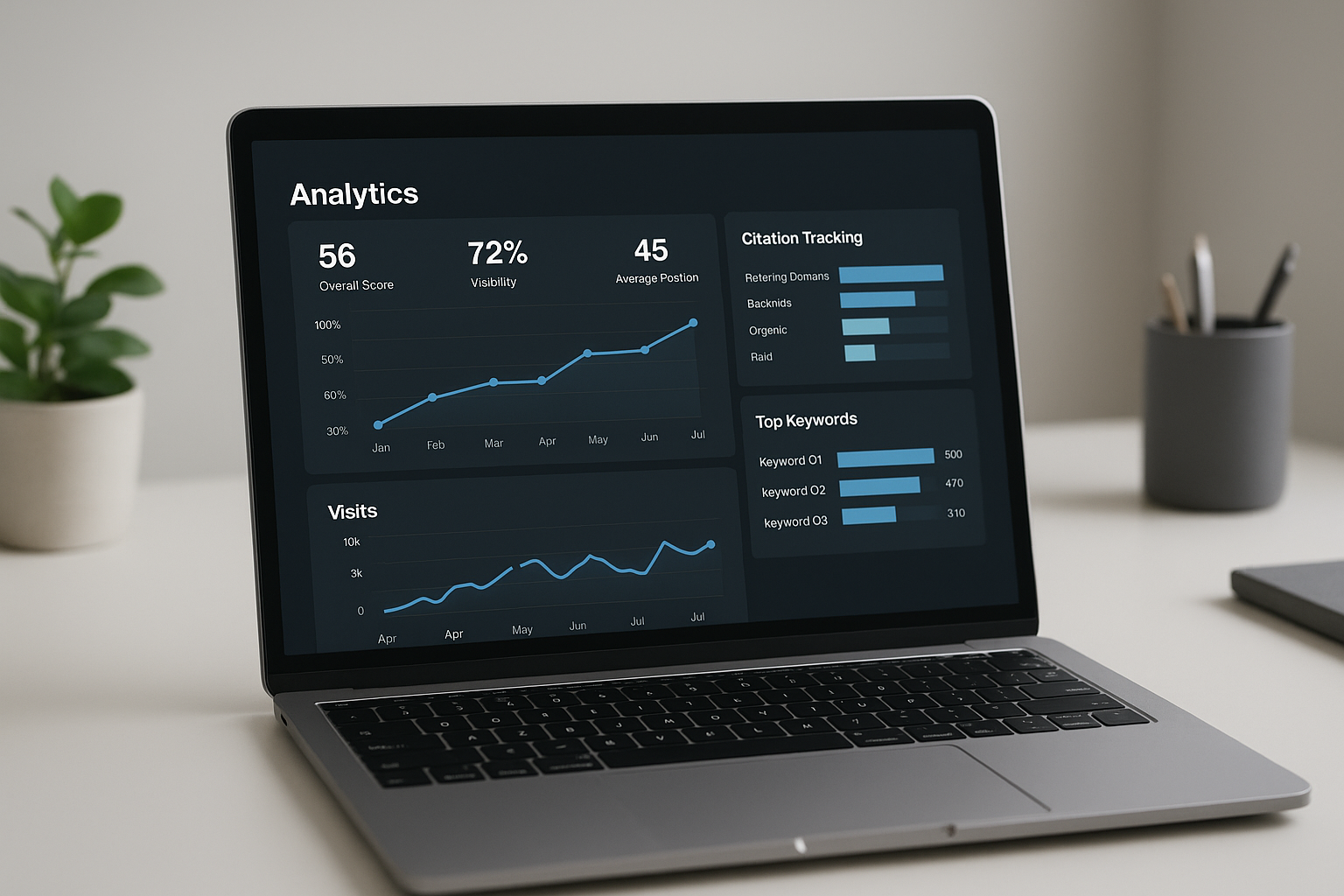 Dashboard showing AI visibility and citation tracking analytics for chatgpt seo