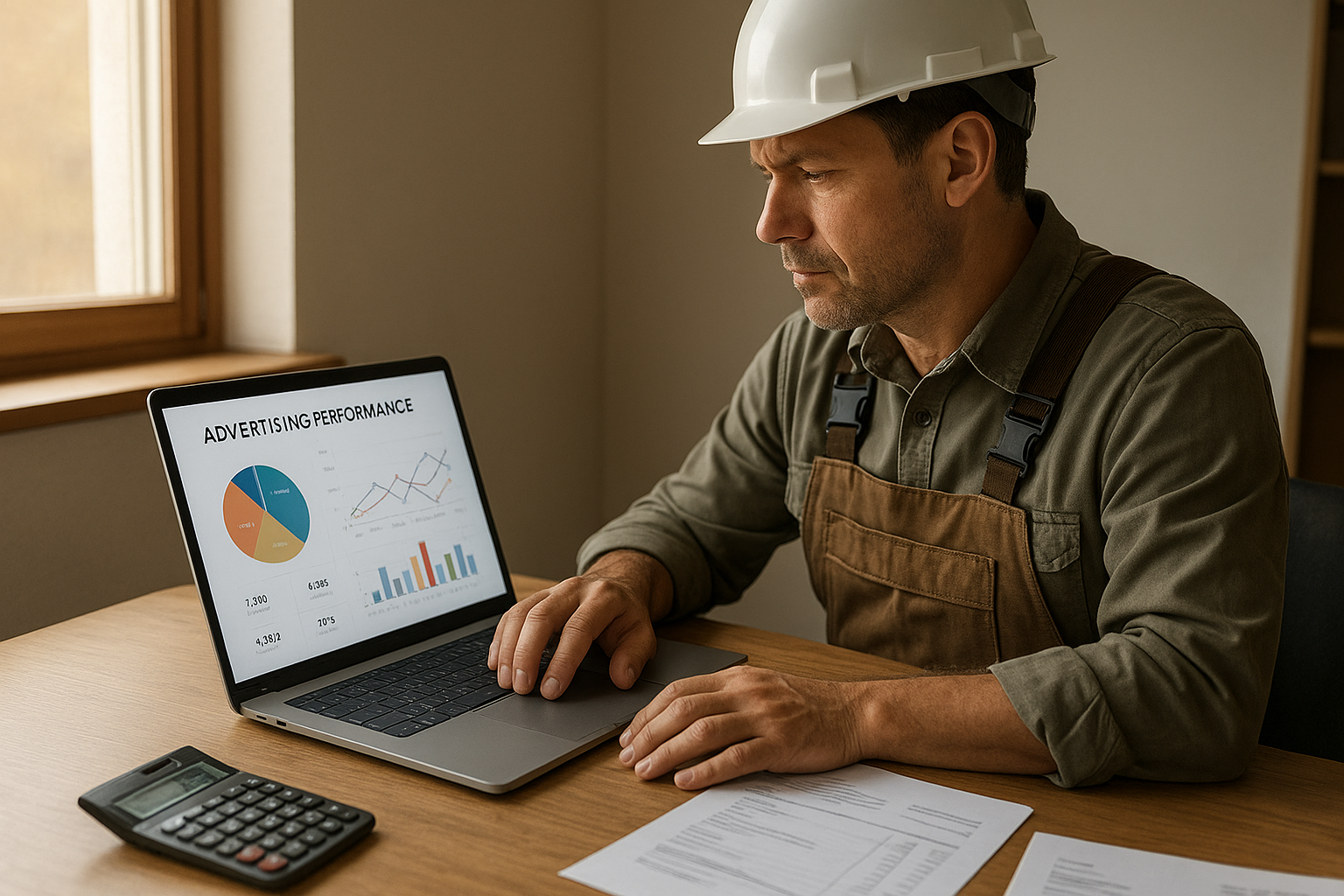 Contractor reviewing cost per lead data while comparing Local Services Ads and Google Ads performance