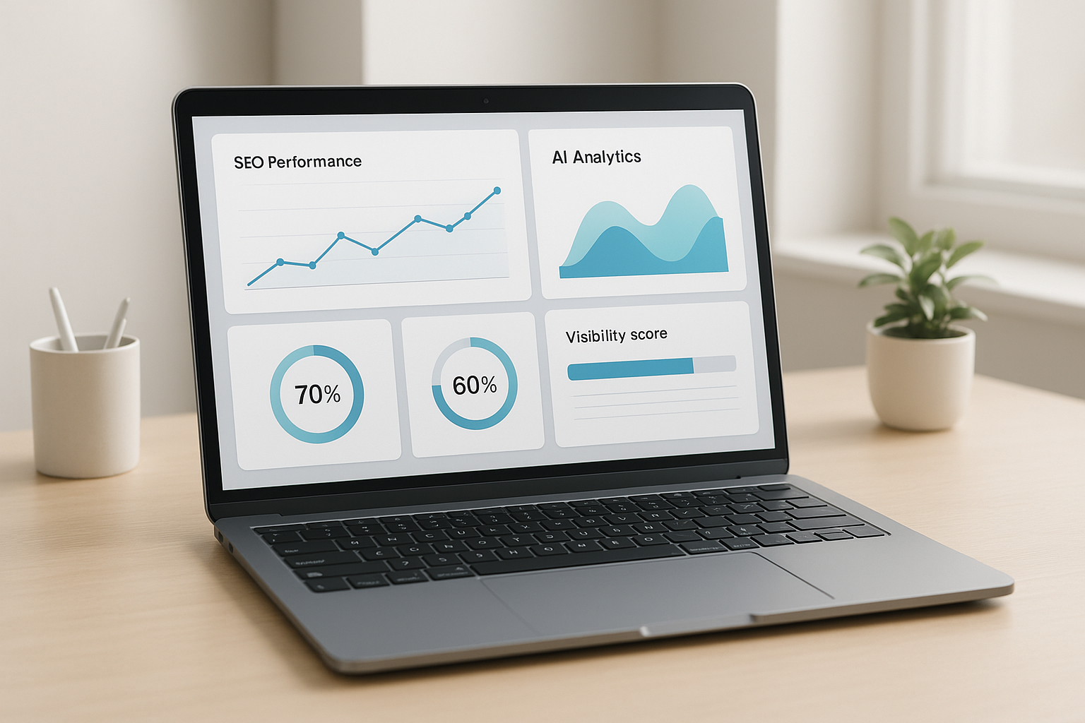 Dashboard showing how to maintain ongoing SEO optimization with AI through real-time analytics