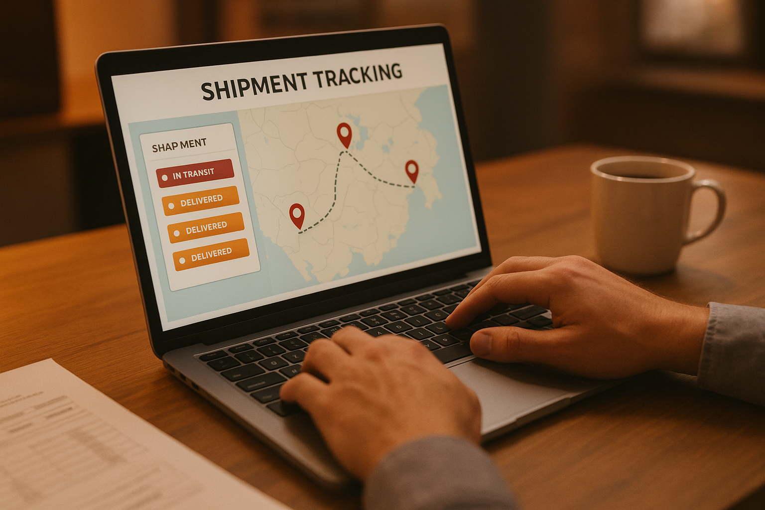 Logistics coordinator monitoring shipment tracking as part of a logistics program