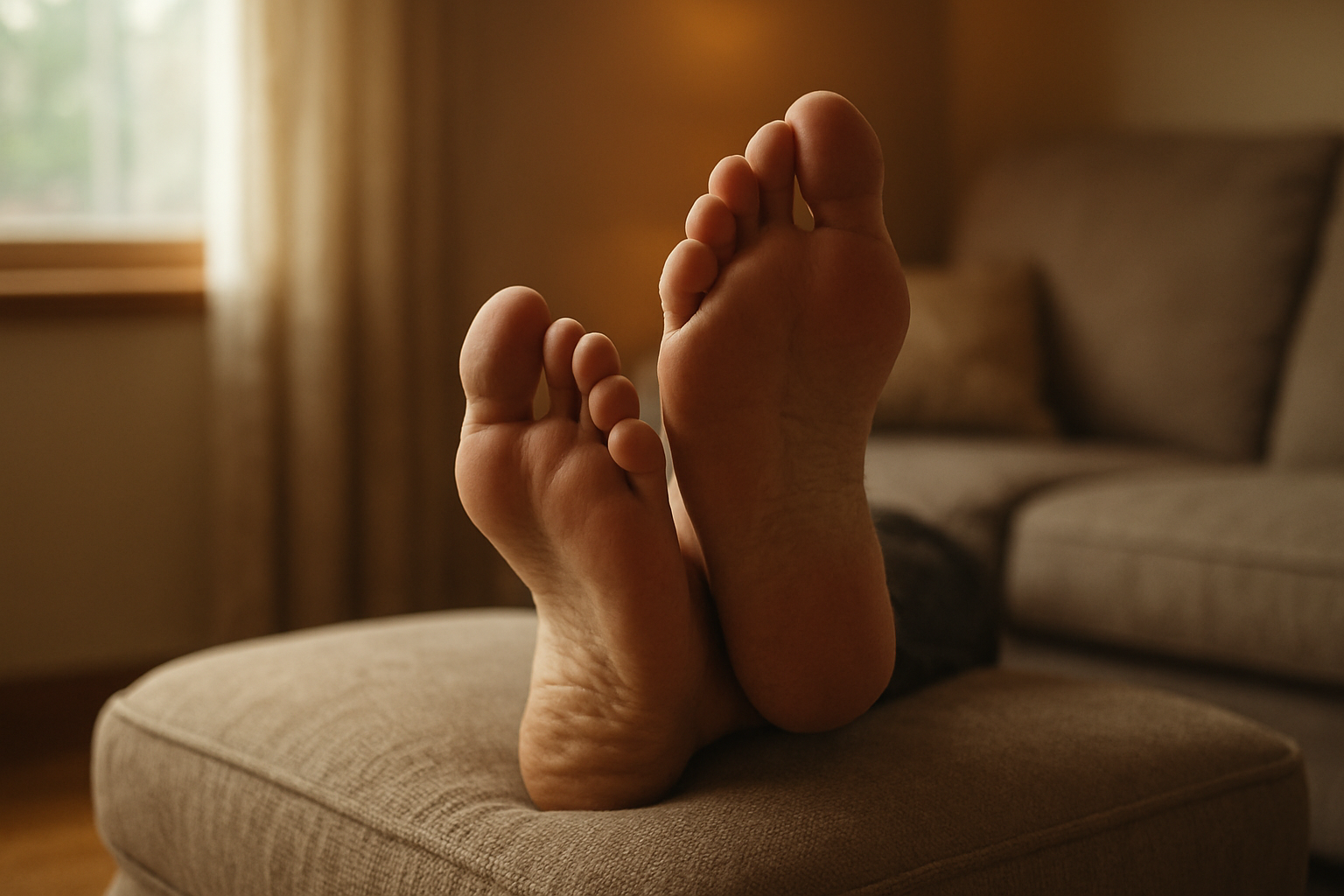 Tired feet resting to find relief from foot fatigue after a long day