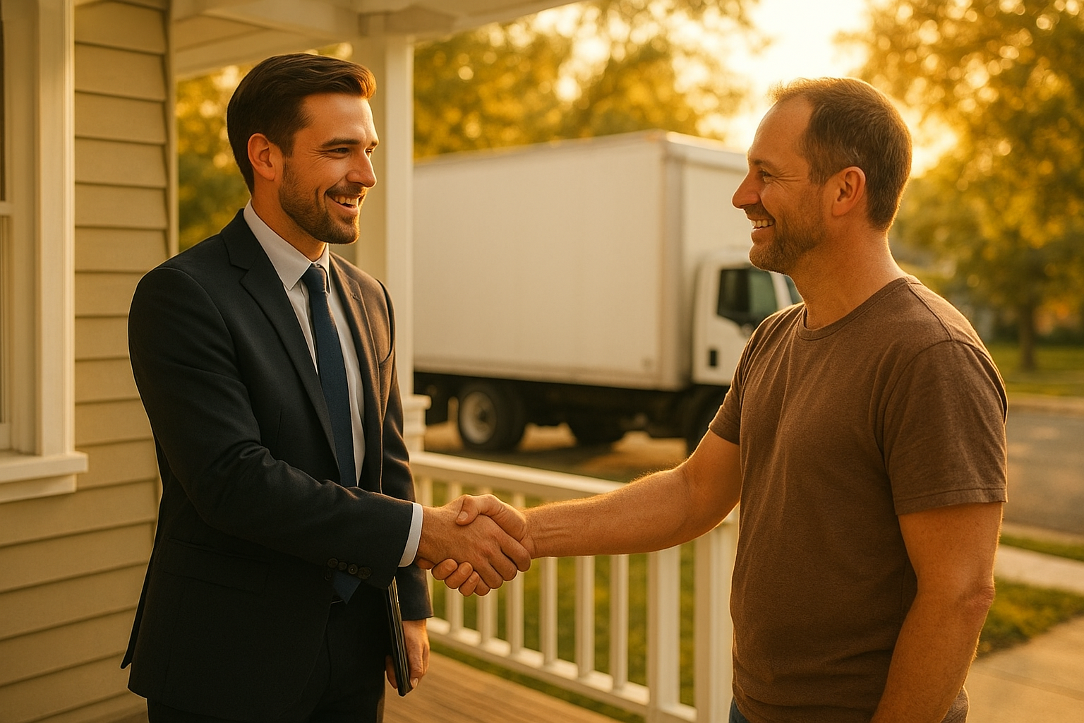 Agent meeting a homeowner after following real estate marketing ideas to win the listing