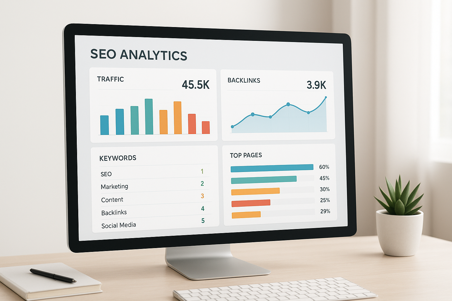 Ahrefs SEO tool dashboard displaying backlink analysis and keyword ranking data