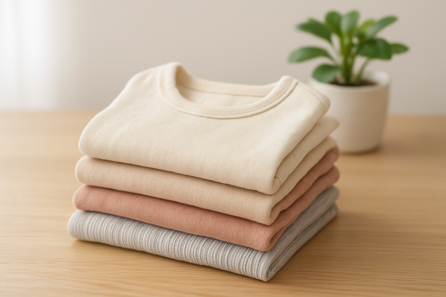 Neatly folded premium children's clothing items ready for a kids clothing rental subscription swap