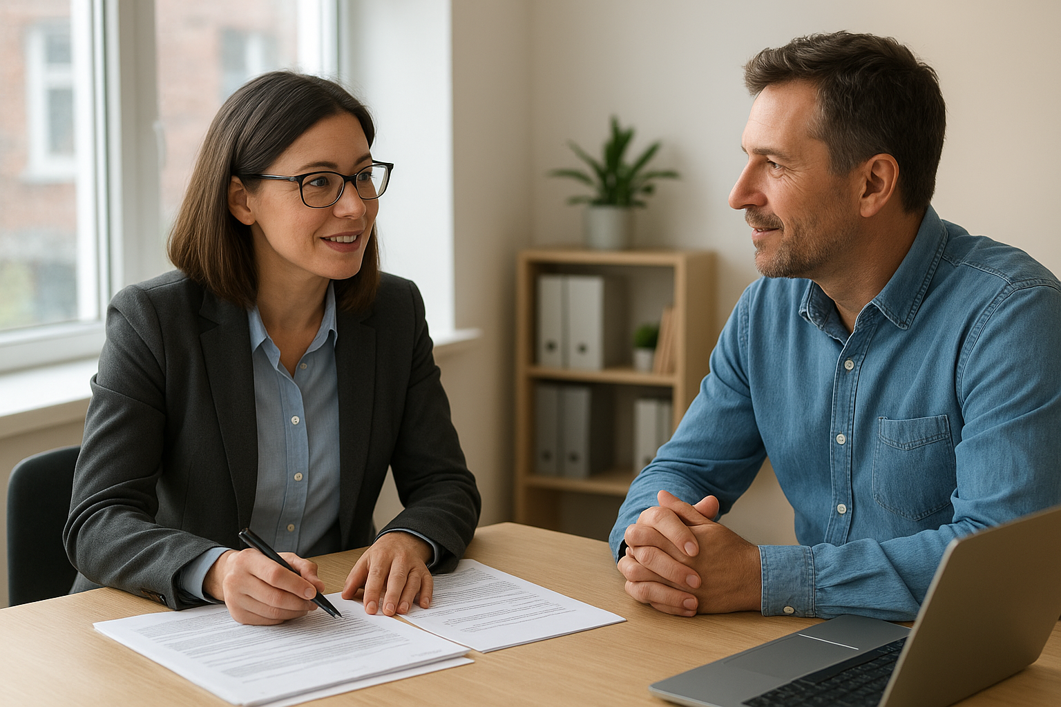 HR consultant discussing HR technology integration priorities with a small business owner