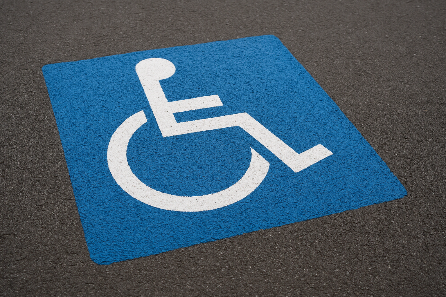 ADA compliant handicap parking symbol painted as part of a lane markings Texas project