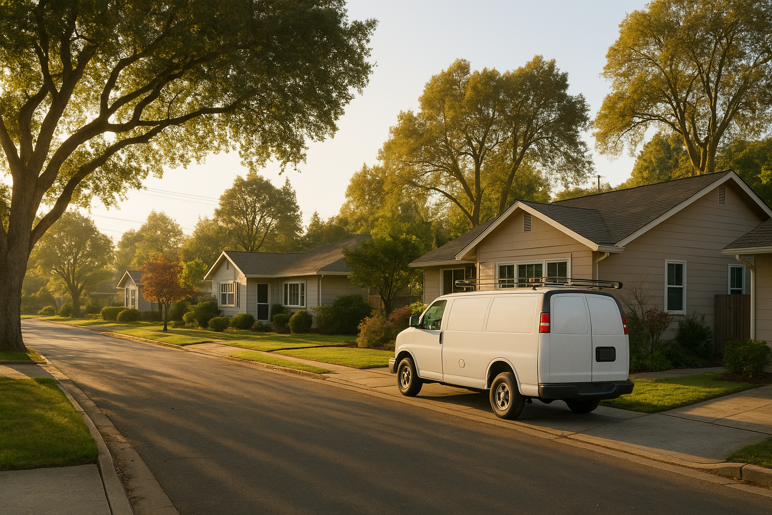 Local service van parked outside a Santa Rosa home during an appliance repair appointment