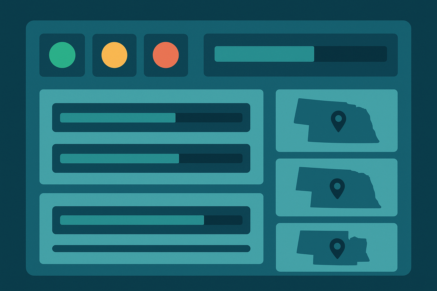 Dashboard illustration representing state-by-state clinical supervision tracking progress