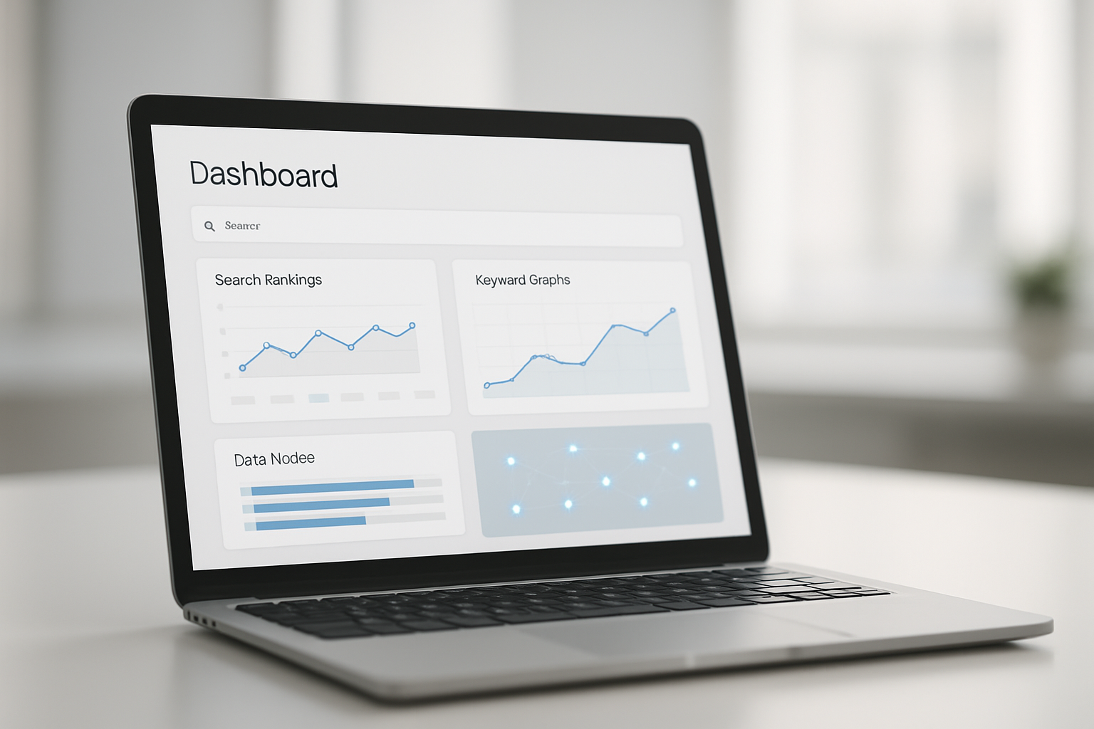 Dashboard showing SEO insights automation tracking keyword rankings and site health