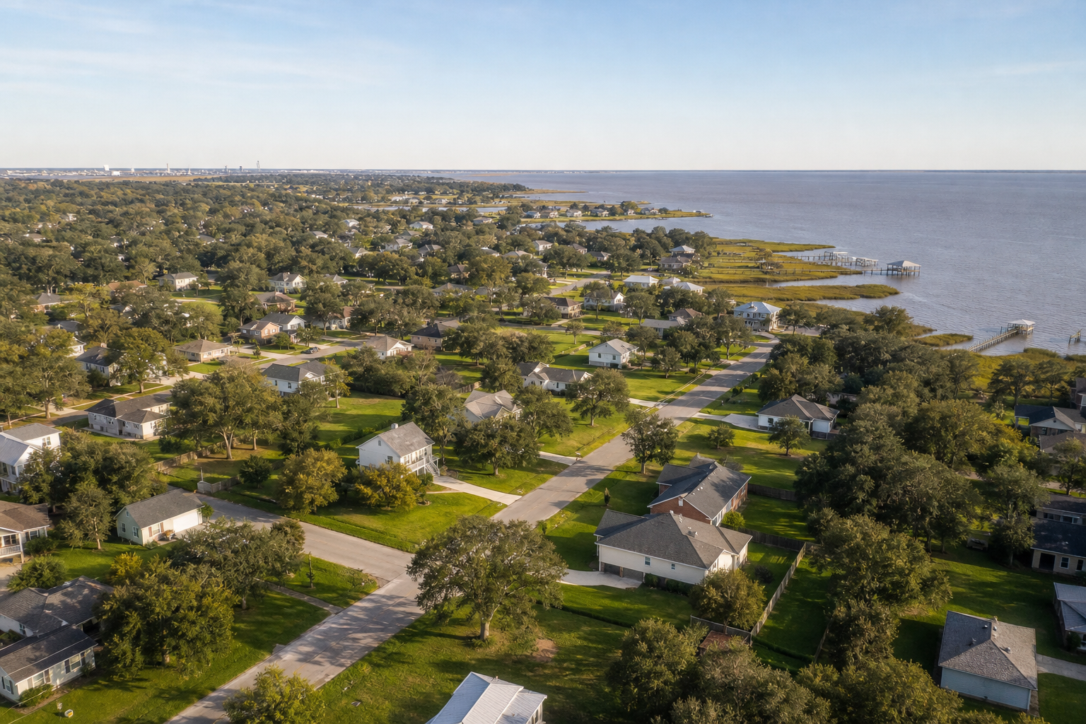Aerial view of a residential neighborhood captured for aerial real estate photography