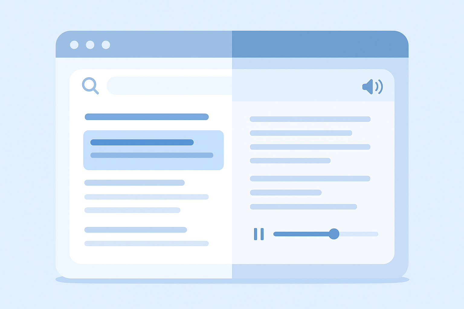 SEO accessibility diagram showing search rankings and screen reader interface side by side