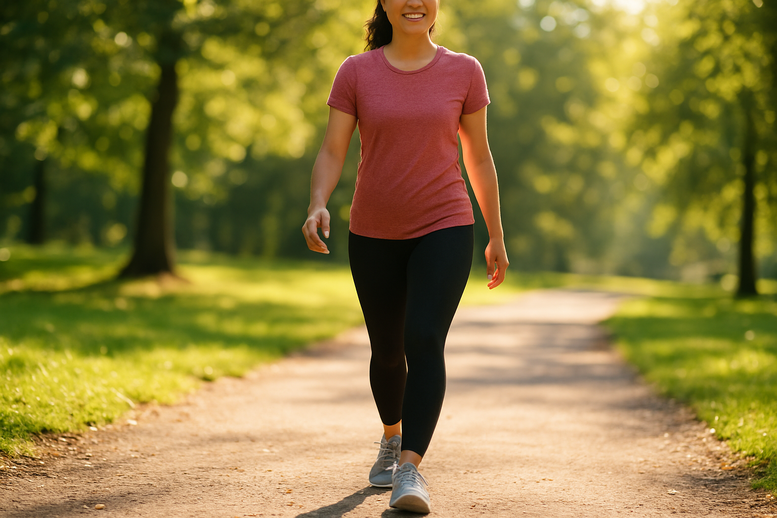 Person walking pain-free outdoors after wearing custom orthotics for foot support
