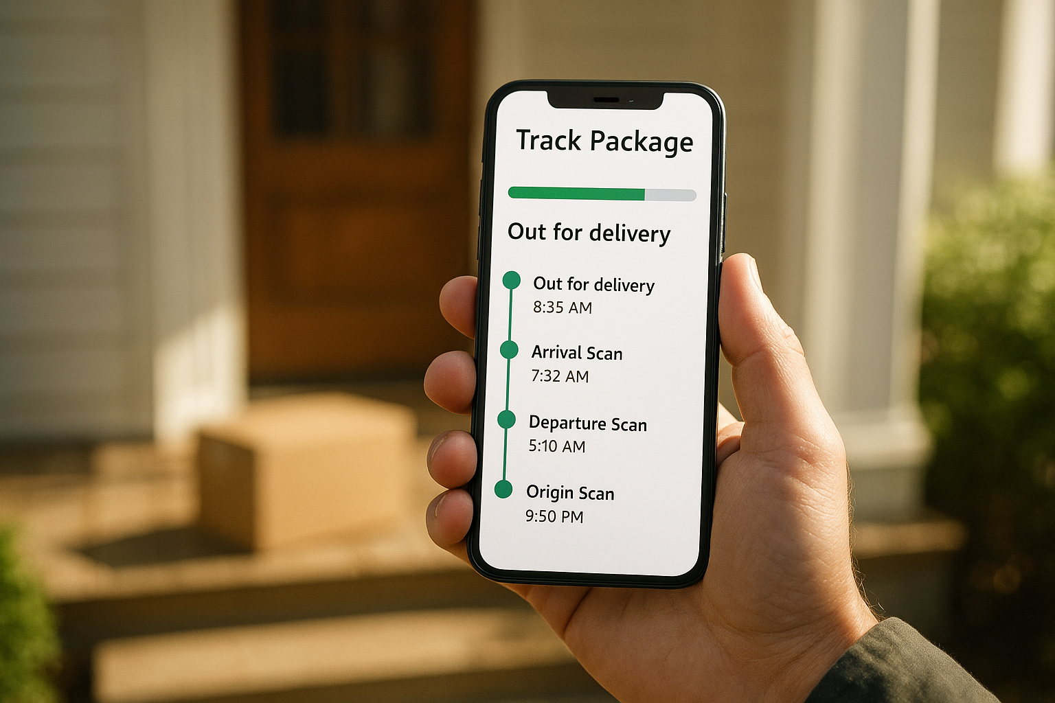 Person checking fedex delivery manager settings on a smartphone at home
