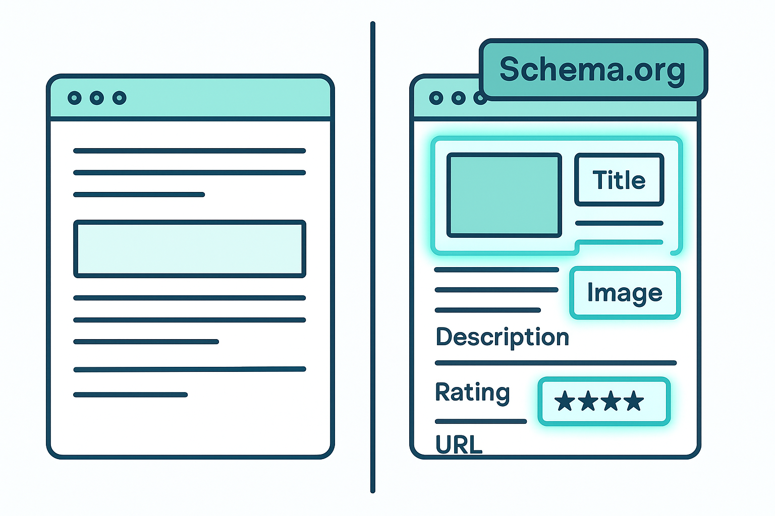 comparison of unstructured webpage versus schema-optimized page for AI search engines