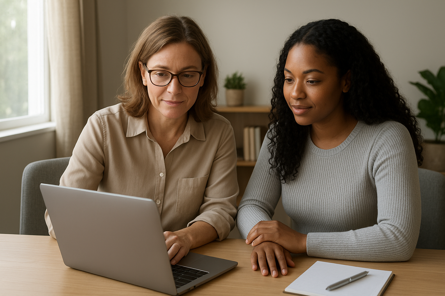 Clinical supervisor reviewing session notes with a prelicensed therapist