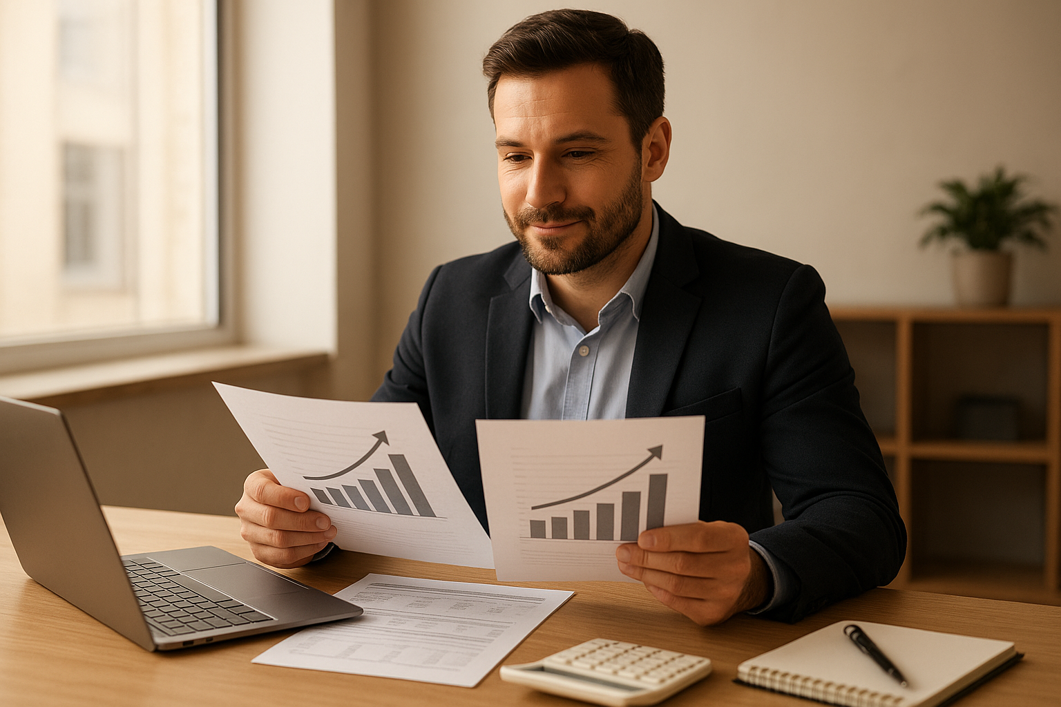 Small business owner reviewing short term loans for business growth options
