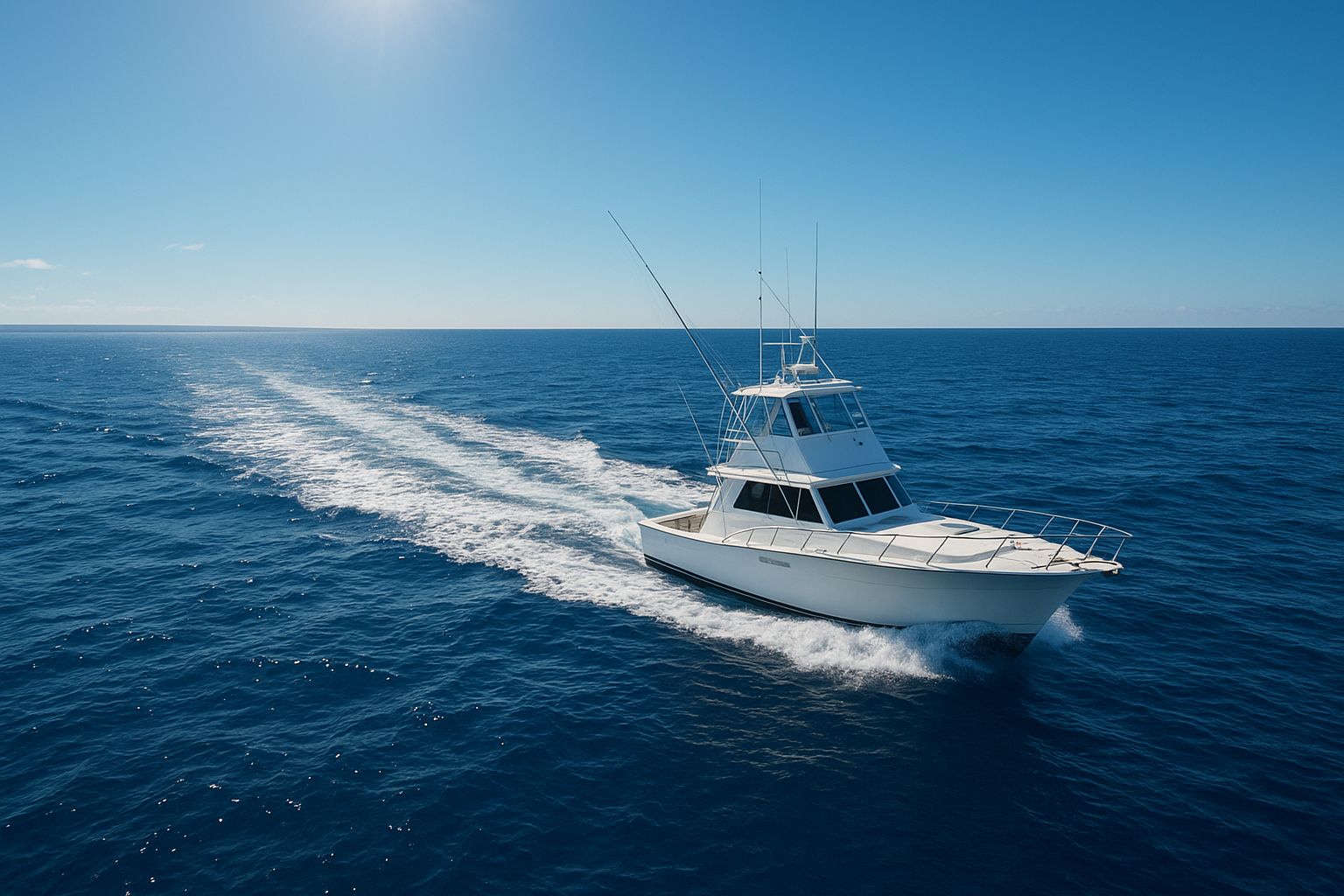 Private charter boat trolling offshore during a Myrtle Beach deep sea fishing trip
