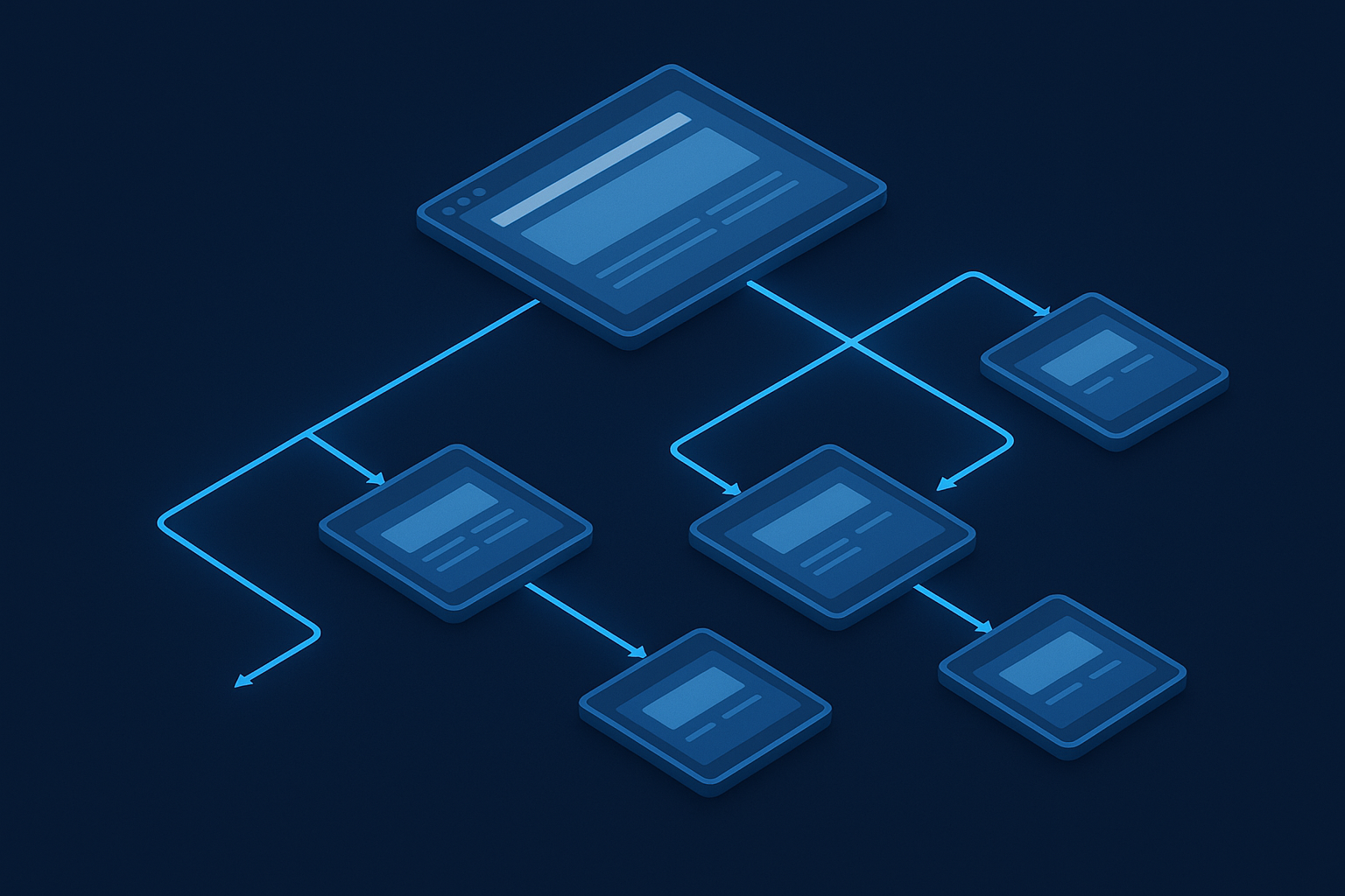 Isometric diagram illustrating internal linking SEO structure with interconnected website pages