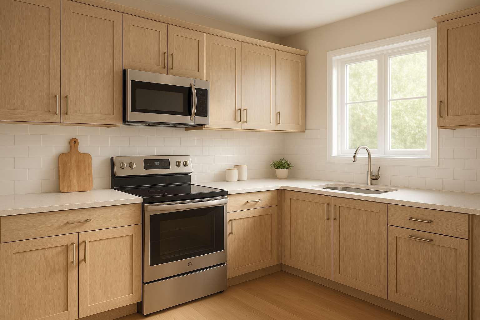 Cincinnati kitchen featuring newly refaced cabinets with a smooth finish