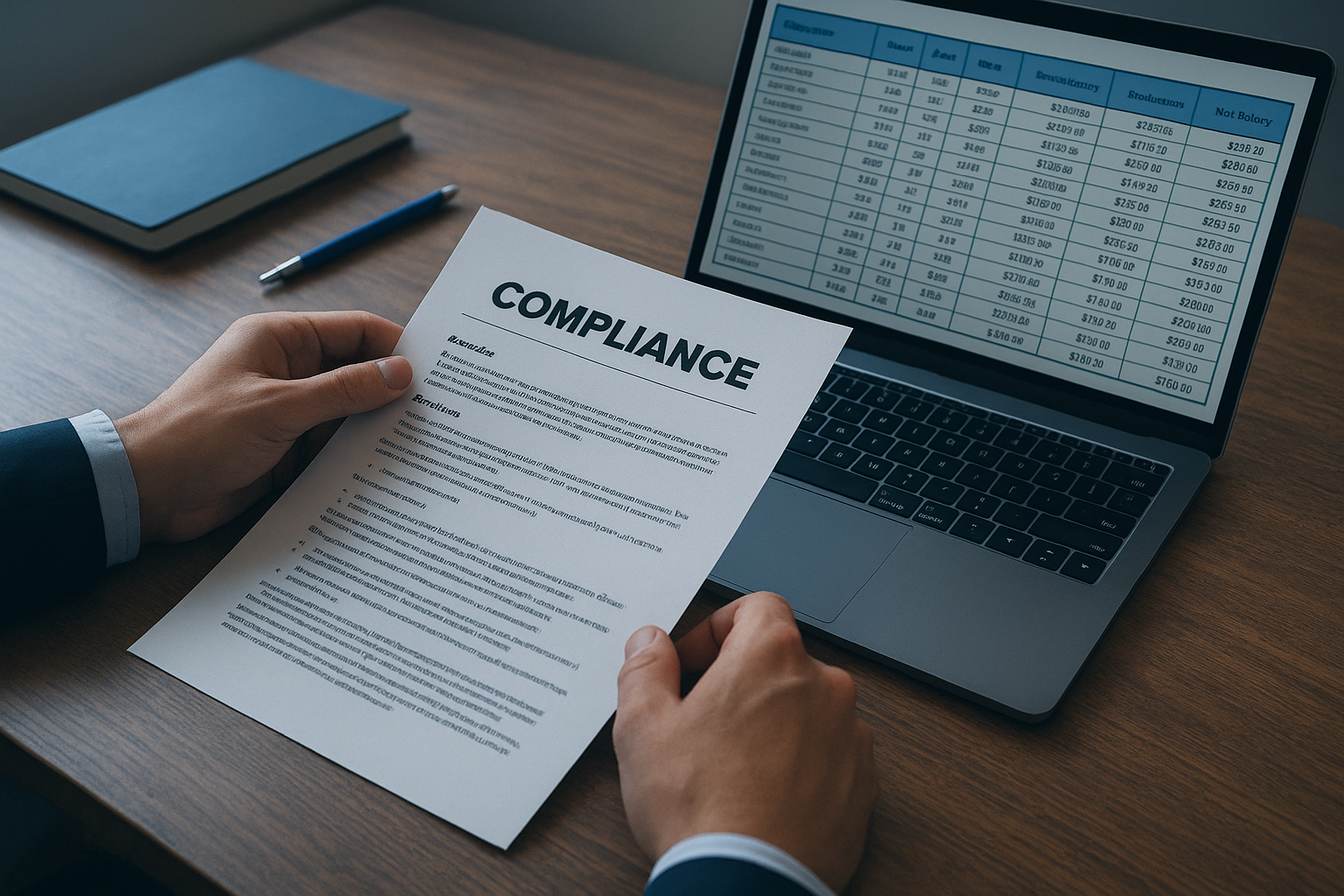 Compliance documents and payroll records reviewed during a Minnesota bookkeeping engagement