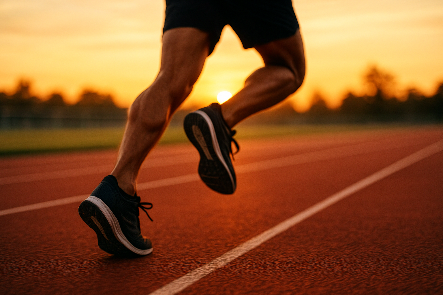 Athlete running on a track wearing shoes fitted with sports orthotics